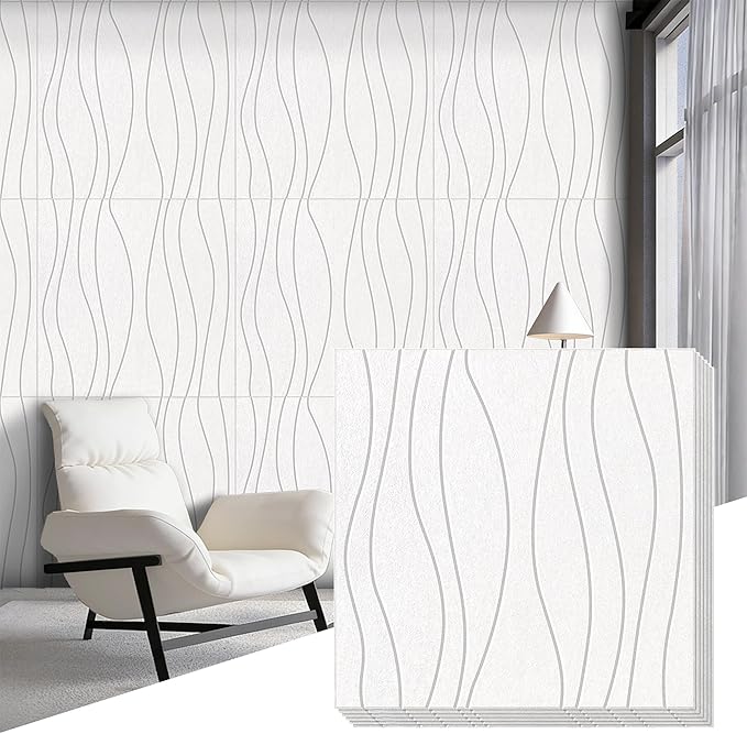 6 PCS Acoustic Panels, 23.6x23.6'' Self-Adhesive Soundproof Wall Panels
