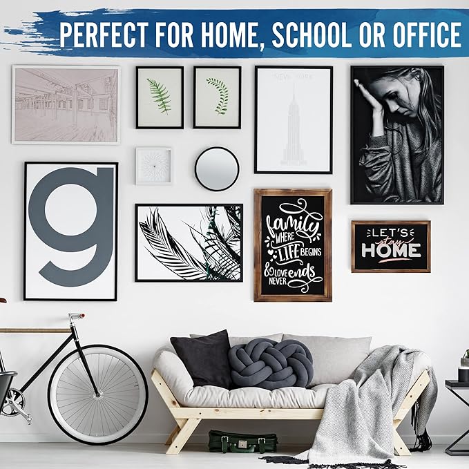 HBCY Creations 11" X 17" Torched Brown Solid Wood Frame Wall Chalkboard