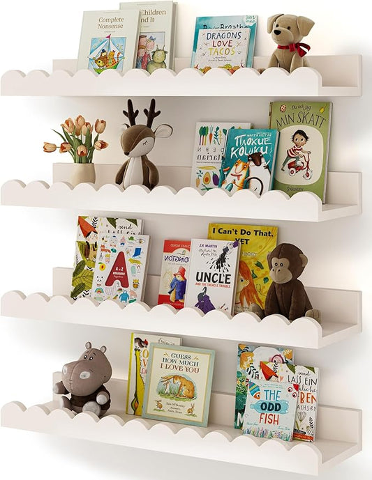 Shario Nursery Book Shelves, Scalloped Shelves, Wall Book Shelves
