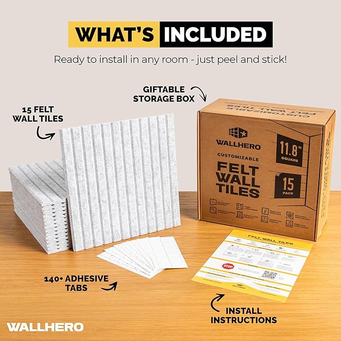 WALLHERO Office Cork Board, Tac Board, Large Felt Board, Wall Protector