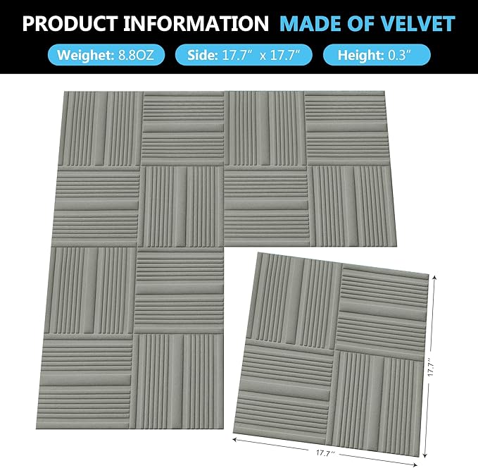 Velvet 3d wall panels for Interior wall Decor peel and stick, Soundproof