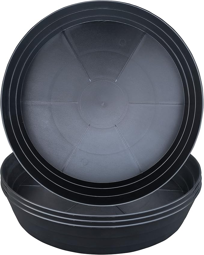 Plant Saucer 14 Inch, 4 Pack Extra Large Planter Saucer, Plastic Plant Saucers for Indoors and Outdoors, Deep Plant Pot Saucers, Drainage Tray for 9 10 12 in Planters