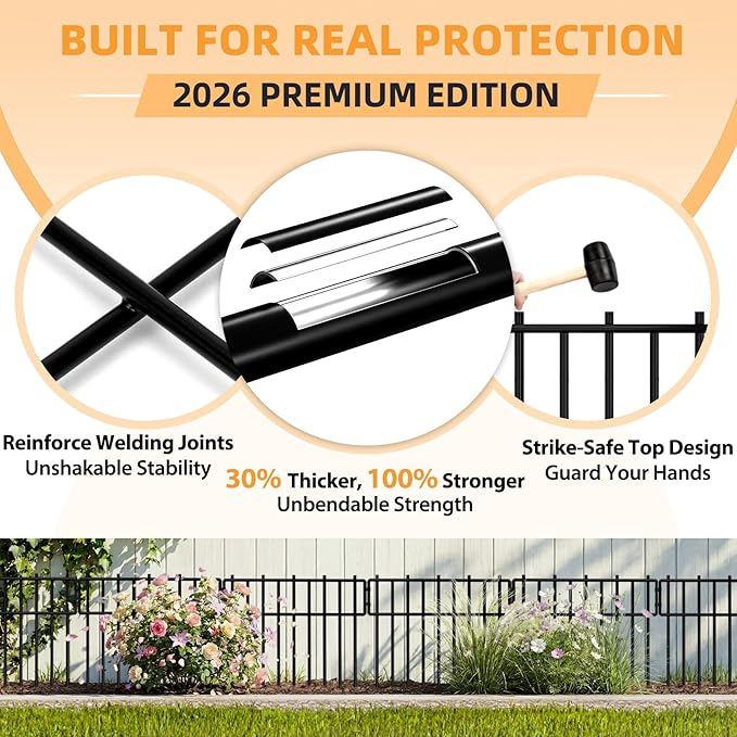 HIHADUUM 20.57ft Animal Barrier Fence - 1.2" Gap & 3.75mm Heavy-Duty Garden Fence Animal Barrie Rustproof No Dig Fence Panels for Dig Dog Fence Outdoor for Yard, Garden Fencing & Garden Edging Border