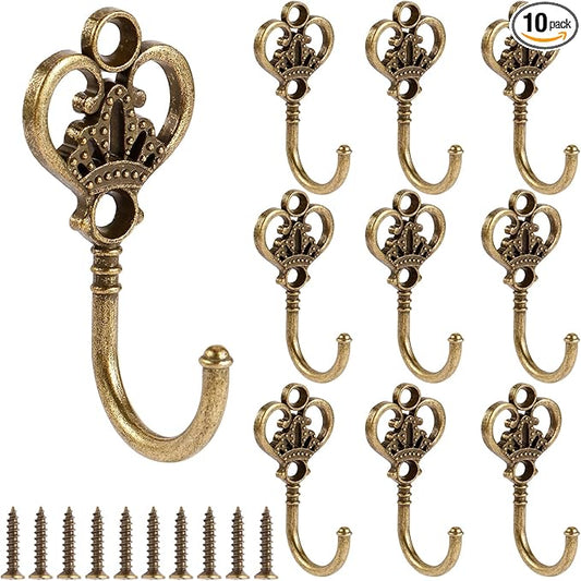 10 PCS Vintage Metal Wall Hooks, Bohemian Decorative Hook
