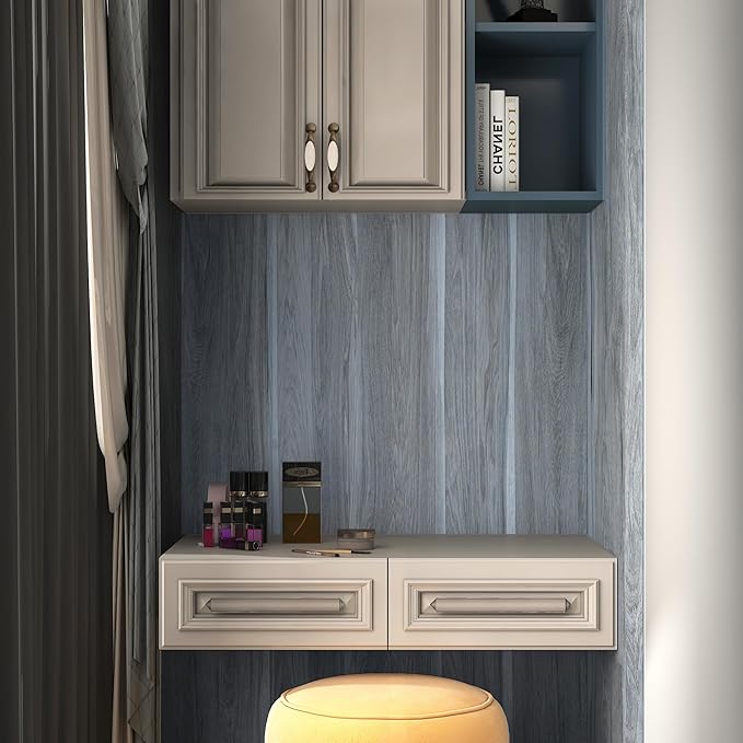 Grey Wood Grain Contact Paper Light Blue Wood Look Wallpaper Peel and Stick