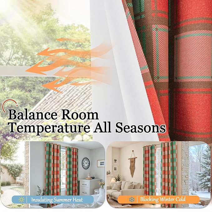 Lajode Plaid Curtains for Living Room 84 Inches Long