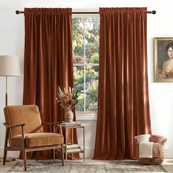NICETOWN Burnt Orange Room Darkening Curtains