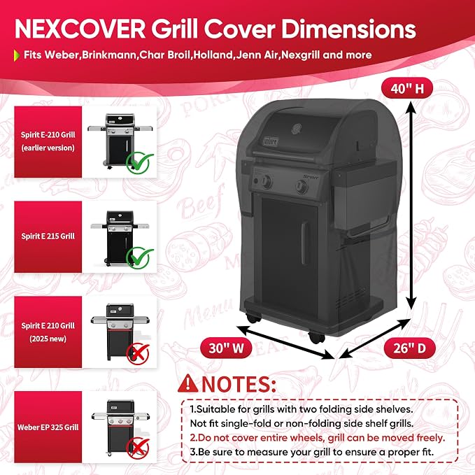 NEXCOVER Grill Cover, 30 Inch Waterproof BBQ Cover, 600D Heavy Duty Gas Grill Cover, Fade Resistant, Weather Resistant, Rip Resistant Barbecue Cover for Weber,Brinkmann, Char Broil, Holland, Jenn Air