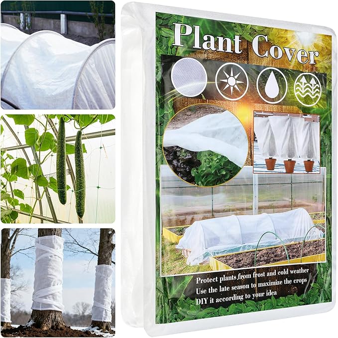 Plant Covers Freeze Protection 6.6 ft x 16 ft Floating Row Cover 1oz/ydÂ² Garden Fabric Plant Cover for Winter Frost/Sun Pest Protection