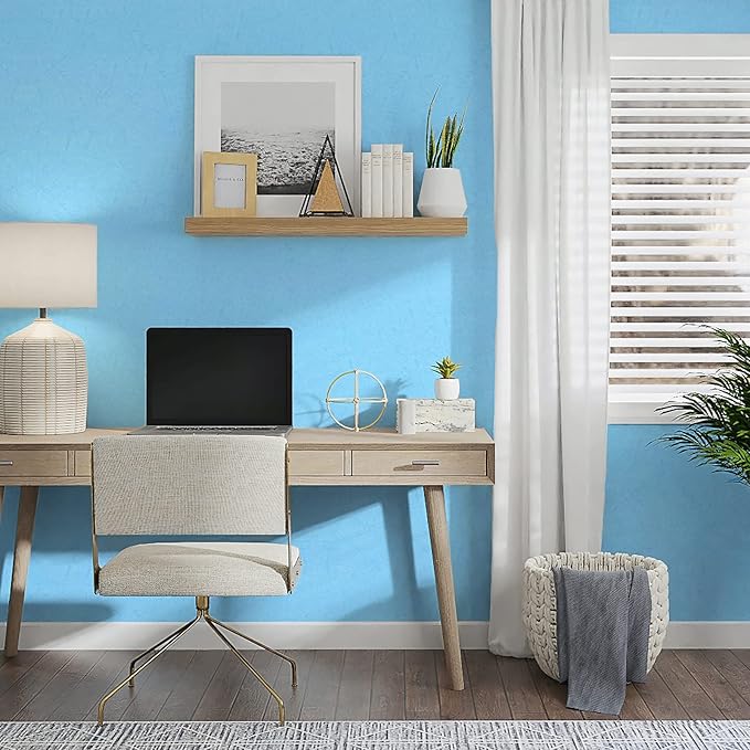 Cohoo Home Blue Peel and Stick Wallpaper Silk Solid Light Blue Contact Paper