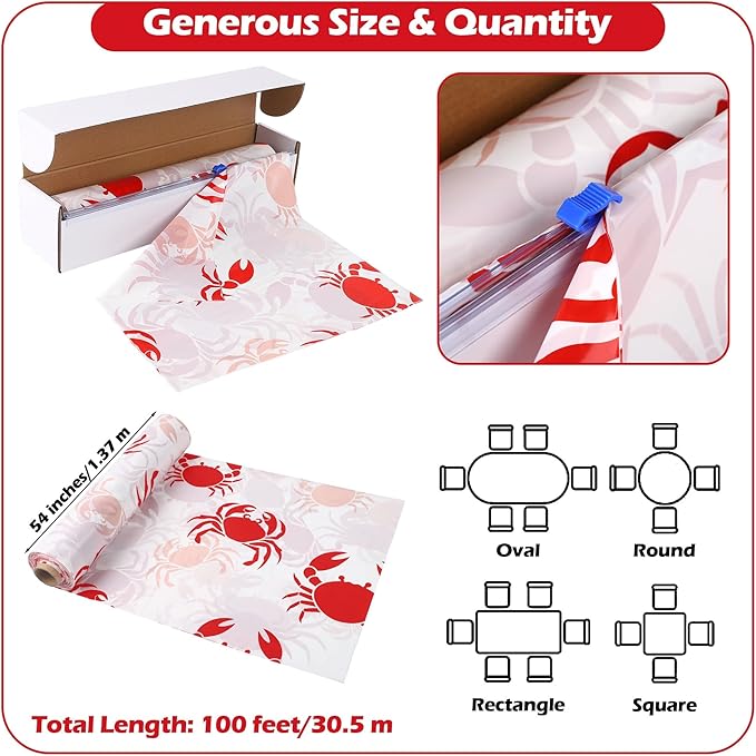 Kochorie 100 Ft x 54 Inch Crab Boil Party Tablecloth Roll
