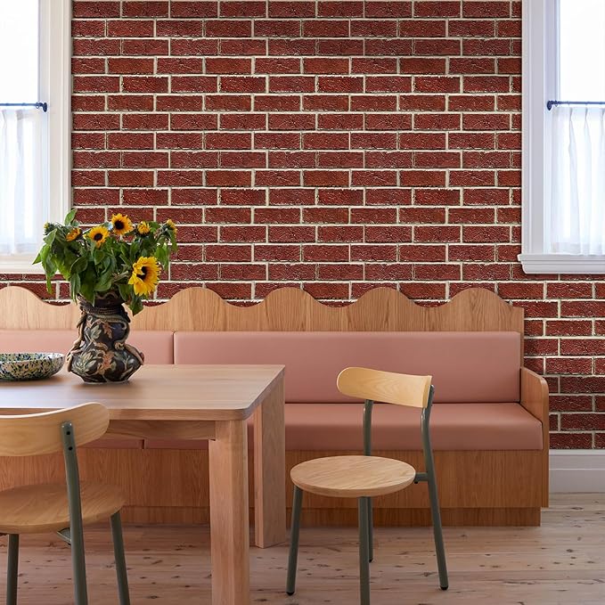 COMSTICKC 3D Faux Red Brick Wall Panels Peel and Stick Wall Sticker, Small Size