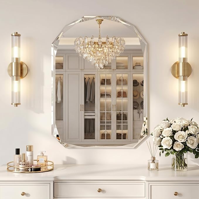 Suidia Bathroom Mirror, Frameless Bathroom Mirror