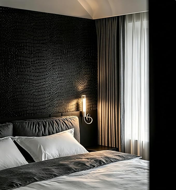 Peel and Stick Wallpaper Black Crocodile Wall Paper Modern Textured