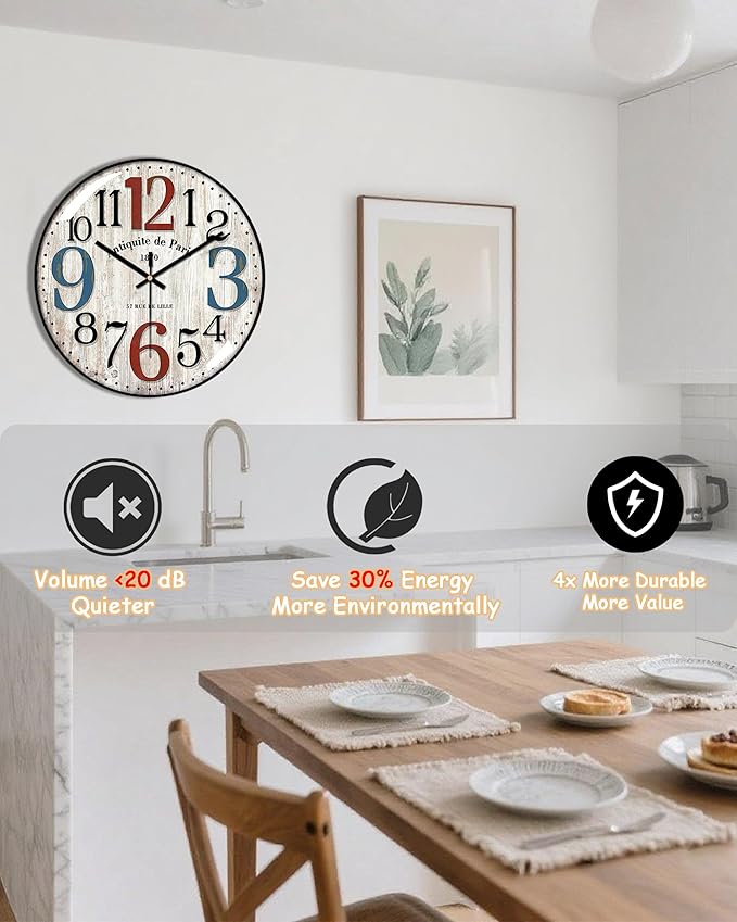 Decorative Wall Clocks Batterys Operated, Retro Wall Clock