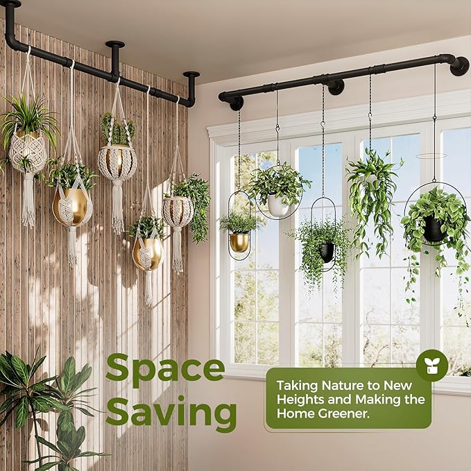 Bamworld Window Plant Hanger Indoor 63in 2PCS Hanging Planters
