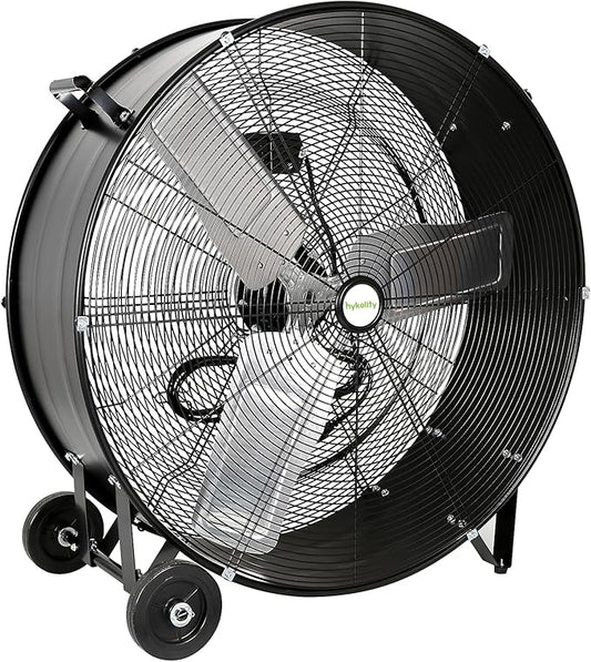 hykolity 30 inch High Velocity Drum Fan, 2-Speed Heavy Duty Industrial Shop Fan Up to 13000 CFM, Commercial Floor Fan for Warehouse, Workshop, Garage and Basement, Black