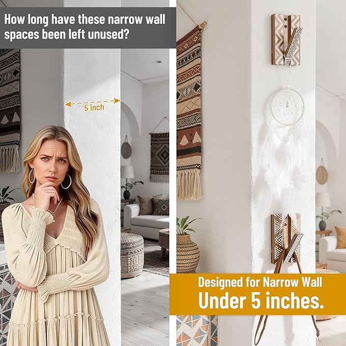 Boho Foldable Wall Hooks: Decorative Wooden Coat Hooks 2Pack Mounted