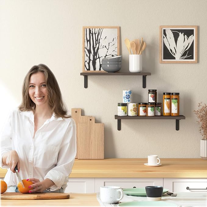 RICHER HOUSE Floating Shelves for Décor, Rustic Wood Wall Shelves for Bedroom