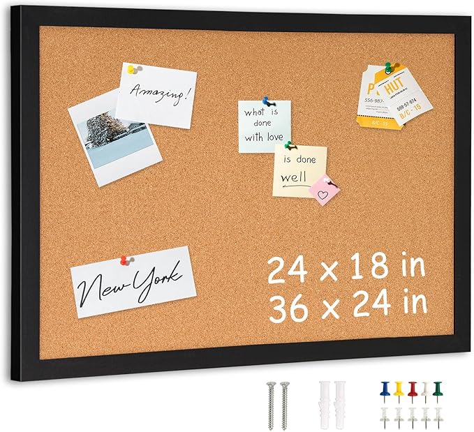 DOLLAR BOSS Cork Board for Wall 24" x 18" Bulletin Board for Wall