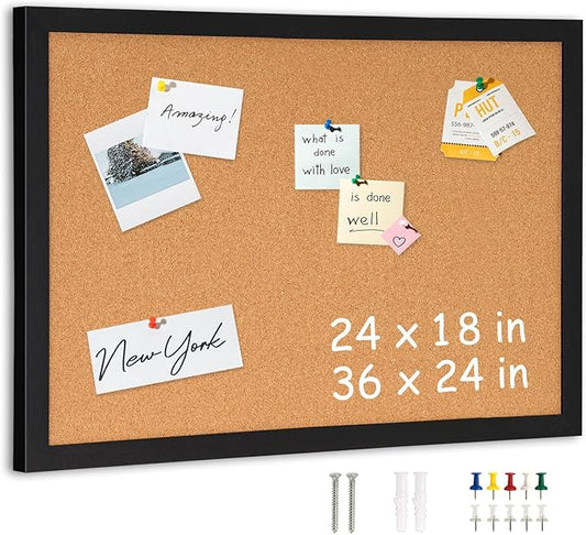 DOLLAR BOSS Cork Board for Wall 24" x 18" Bulletin Board for Wall