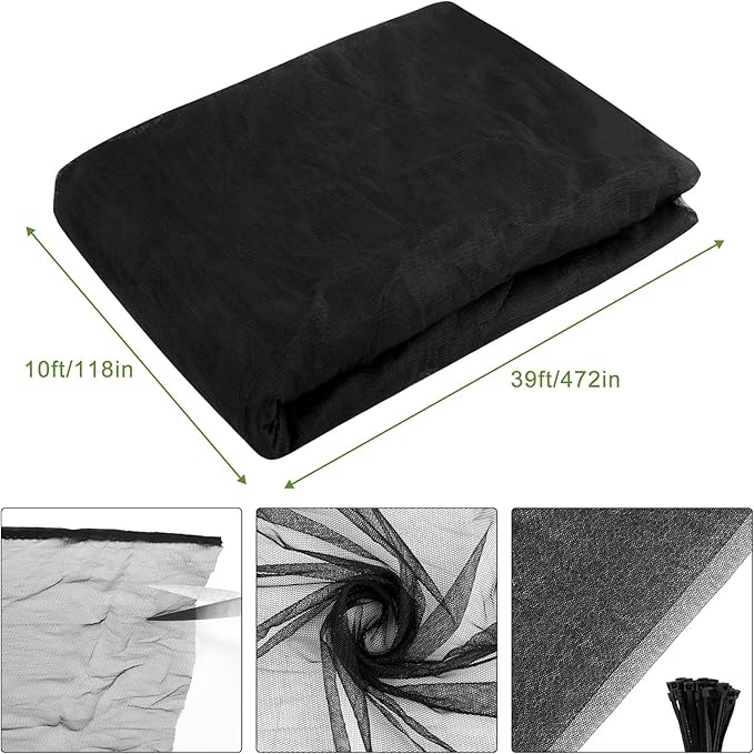 39 x 10 Ft Mosquito Netting, Garden Bird Netting for Patio, Insect Mosquito Net for Plant Protection Breathable Mesh Garden Plant Covers Protect Vegetables Fruits from Birds Bugs