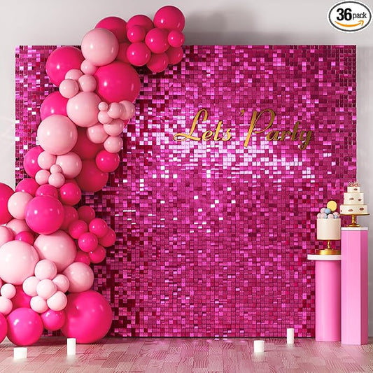 COKAOBE Hot Pink Shimmer Wall Backdrop, Photo Backdrops