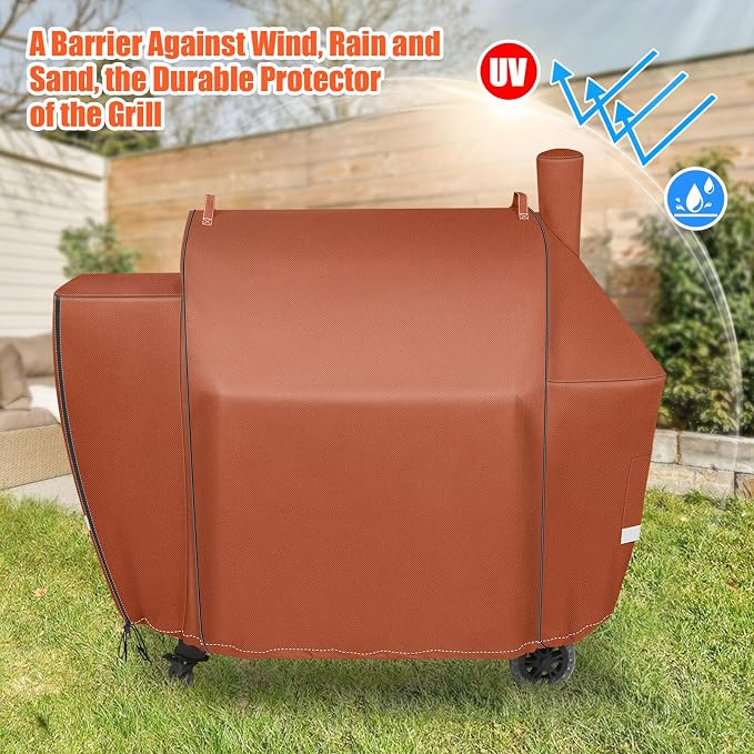 QuliMetal Grill Cover for Pit Boss Competition Series 1600, Pro Series 1600 Elite Wood Pellet Grill, PB1600CS, PB1600PS2, PB1600PSE, 600D Waterproof Fade Resistant Pit Boss 1600 Grill Cover, Brown