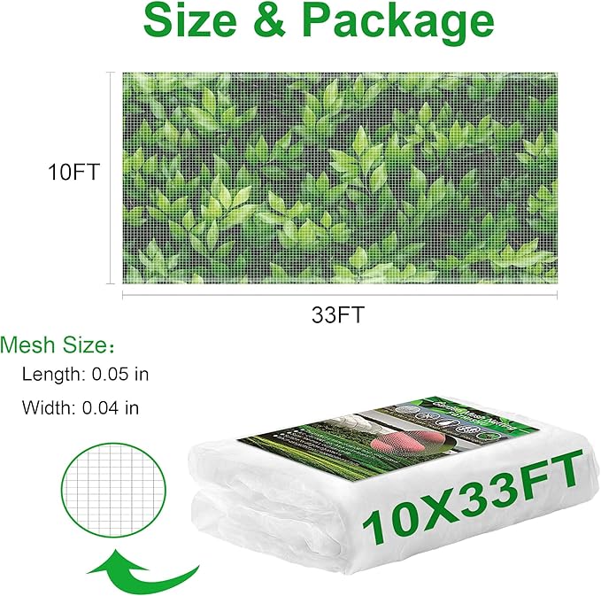 Garden Netting 10x33FT Ultra Fine Mesh Netting Bird Barrier Protection Vegetable Fruit Tree Bushes Plant Cover for Raised Bed