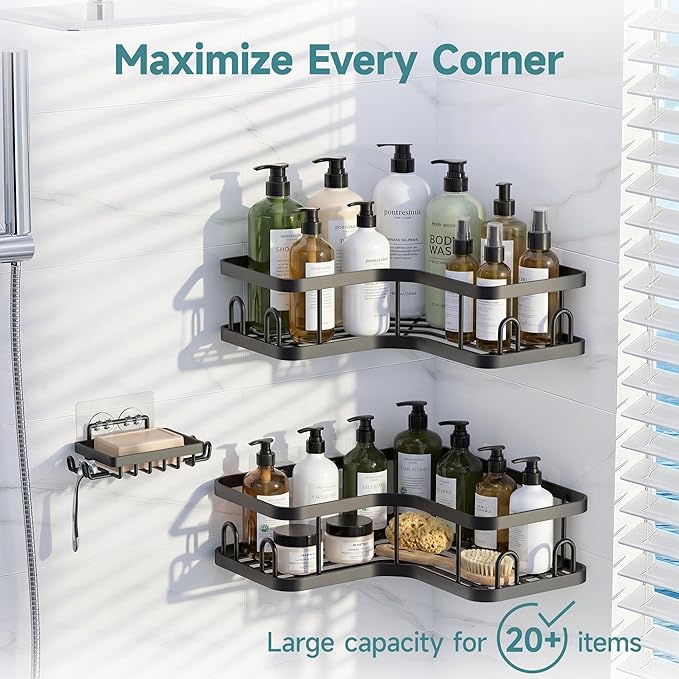 Veken Corner Adhesive Shower Caddy 3-Pack