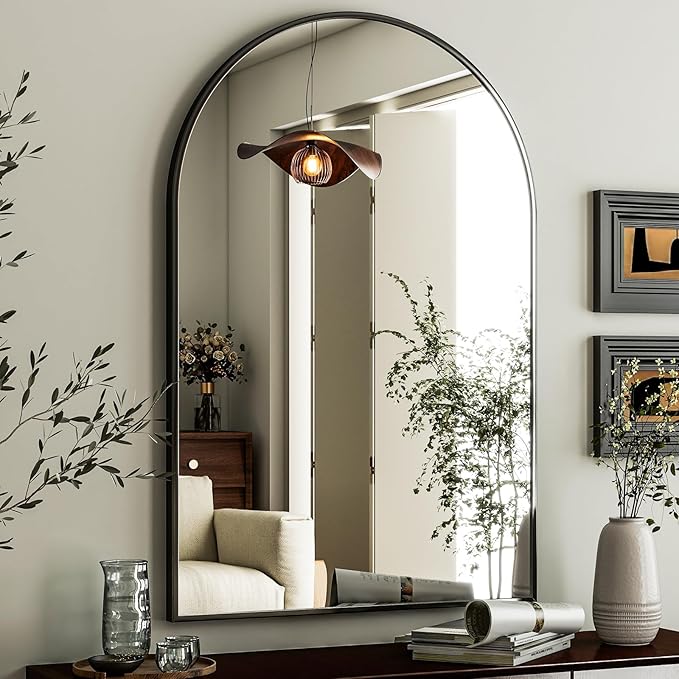 HARRITPURE Arched Wall Mirror – 26"x38" Arch Bathroom Mirror Metal Frame Vanity