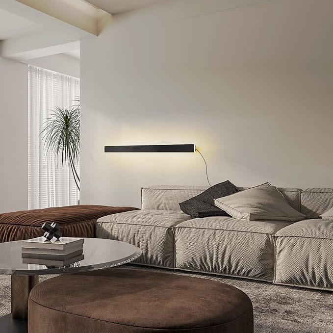 KELUOLY Modern Plug in Long Wall Sconce, 20W Warm White 3000K Acrylic Indoor