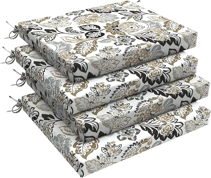 LVTXIII Outdoor Chair Cushions 18.5"x16"x2" Pack of 4, Water-Repellent Square Corner Memory Foam Seat Cushions with Ties for Garden Patio Furniture, Dailey Tan