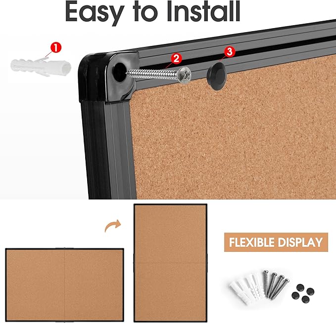 Extra Large Cork Bulletin Board 72" X 48", Foldable Notice Pin Board