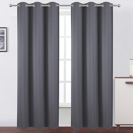 LEMOMO Grey Thermal Blackout Curtains/38 x 84 Inch/Set of 2 Panels Room