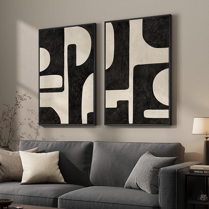 Large Framed Abstract Set of 2 Wall Art