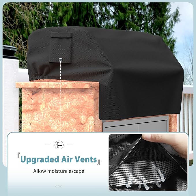 SHINESTAR 38 Inch Built-in Grill Cover for DCS, 600D Heavy Duty Waterproof Island Grill Top Cover with Vents & Click-Close Straps, Windproof BBQ Cover for Jenn-Air, KitchenAid, and Lynx