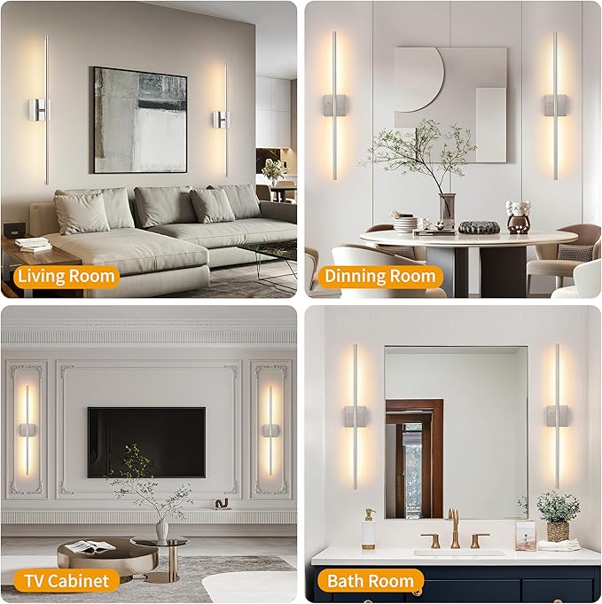 Morauroral Battery Operated Wall Sconces Set of 2, Dimmable Battery Wall Sconce