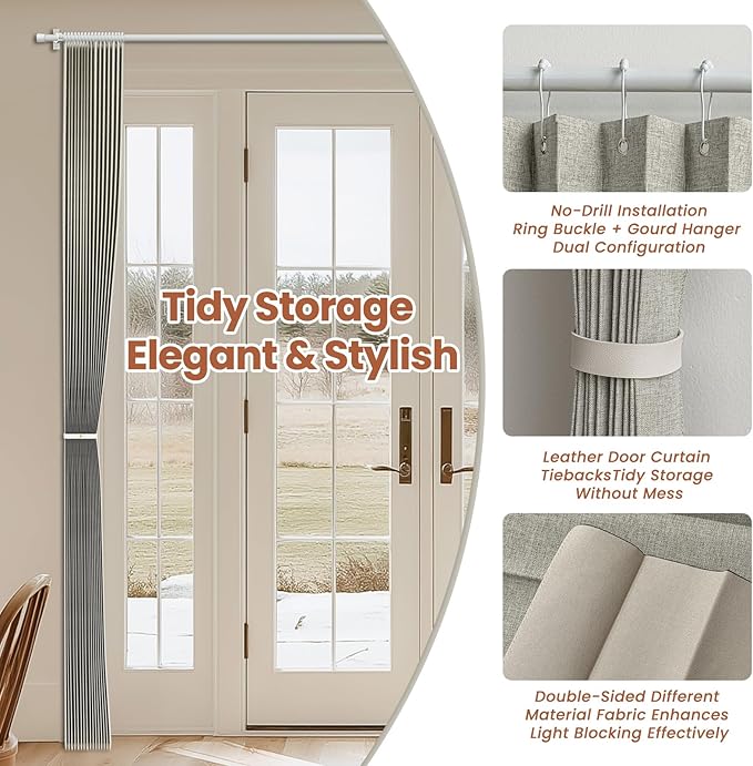AJAZZ Blackout Accordion Door Curtain 98"x84" Grey