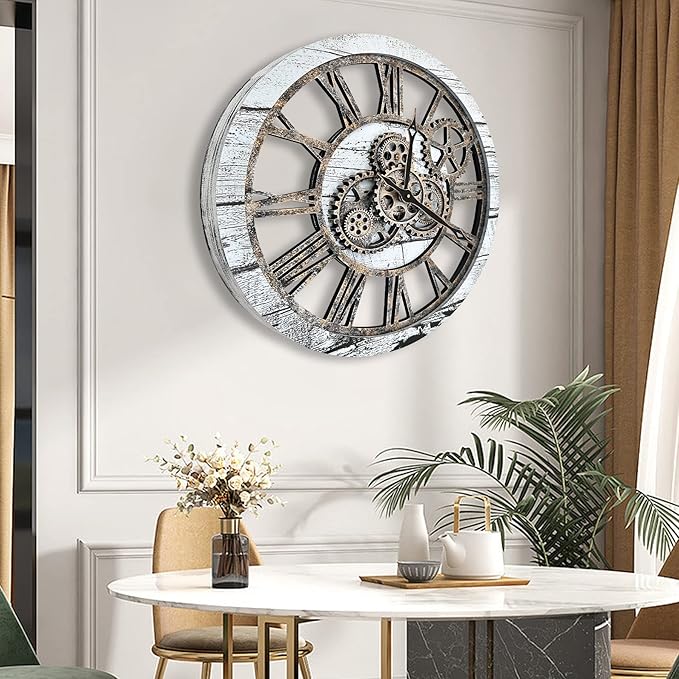 The B-Style Large Wall Clock 24 inch Moving Gear Wall Clock Oversized Vintage