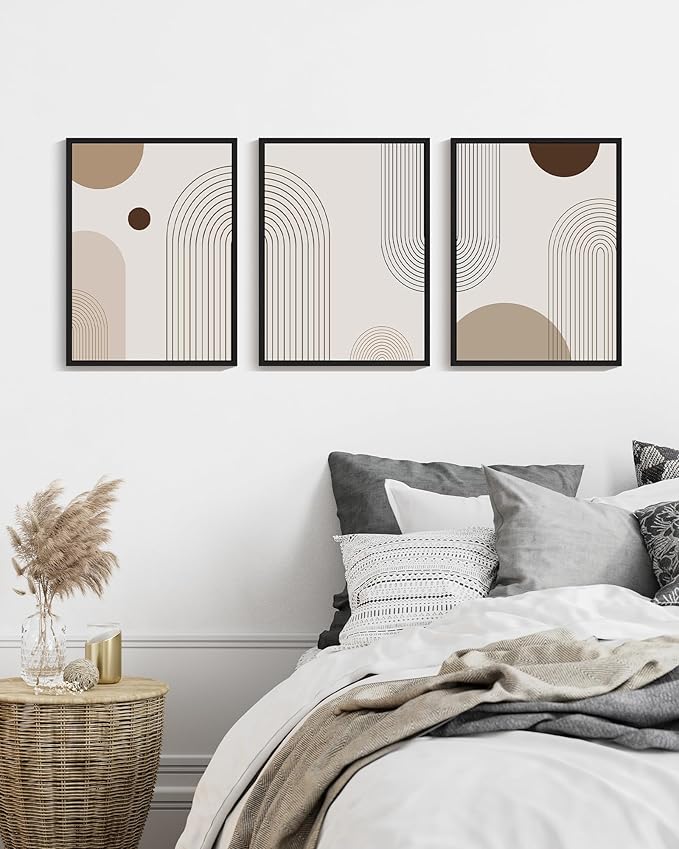 PHOPAGO Boho Wall Art Minimalist Bohemain Framed Wall Printing 11x14in Abstract