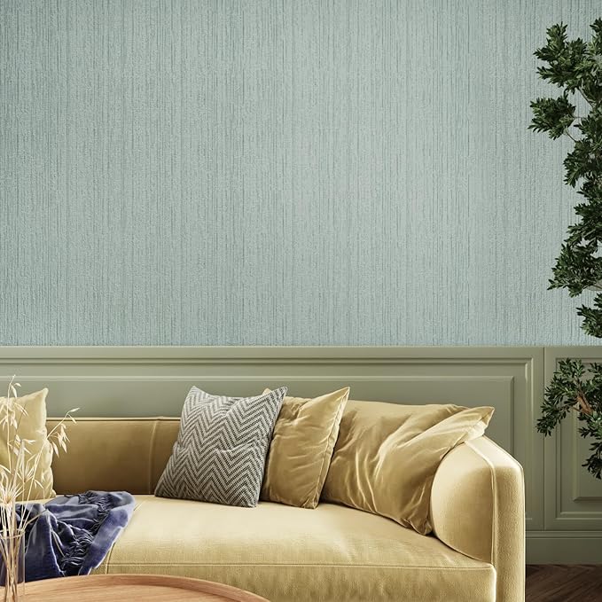 CRE8TIVE Large Size Mint Green Grasscloth Peel and Stick Wallpaper Textured