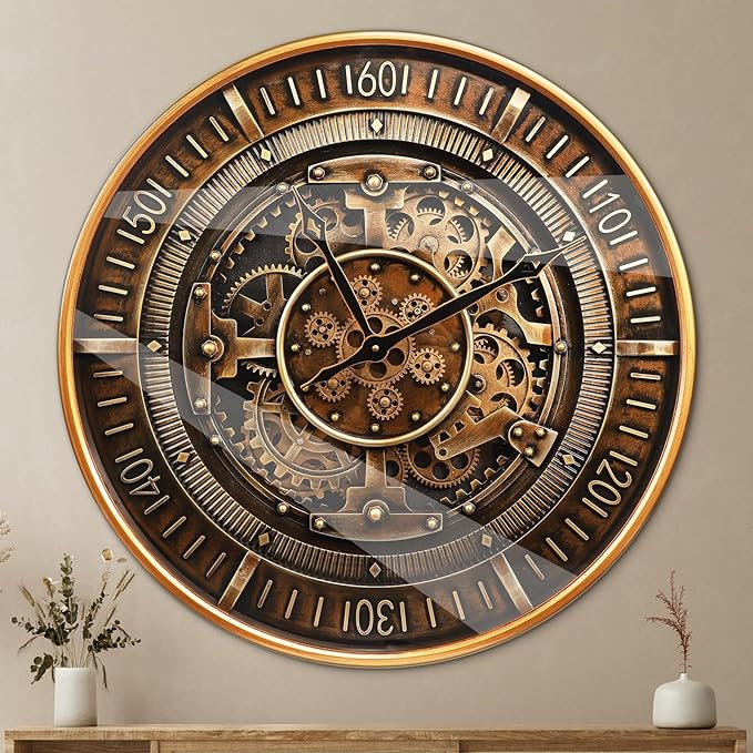 24 Inch Real Moving Gears Wall Clock