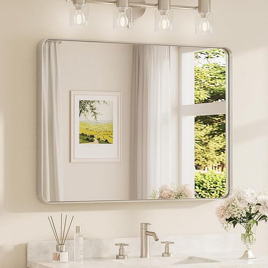 TETOTE Brushed Nickel Mirror 40 x 30 Inch