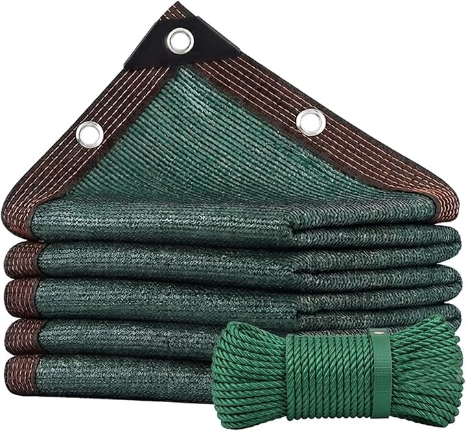 90% Sun Shade Cloth for Garden, HDPE Shade Netting with Grommets, 6.5x10ft 10x10ft 10x20ft 20x20ft, Sun Mesh Tarp Heavy Duty, Green Shades Cover for Patio/Greenhouse/Plant(5X12FT)