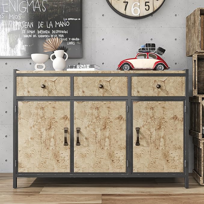 VEELIKE Aged Tan Concrete Wallpaper Peel and Stick Removable Distressed Beige