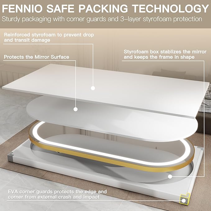 FENNIO 70" x 32" Large Luxury Wall Mounted Mirror