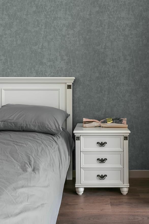Yasinet Peel and Stick Wallpaper Removable Wallpaper Modern Grey-Green Embossed