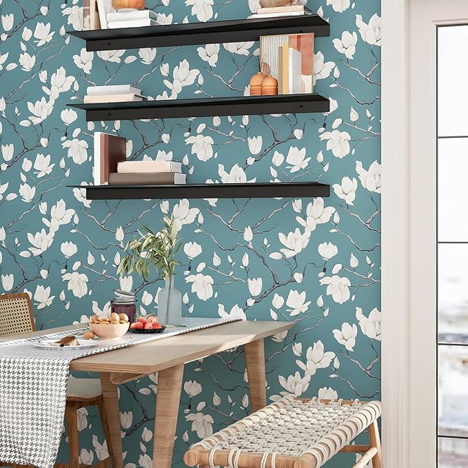 Laatse Blue and White Wallpaper Peel and Stick Vintage Floral Contact Paper