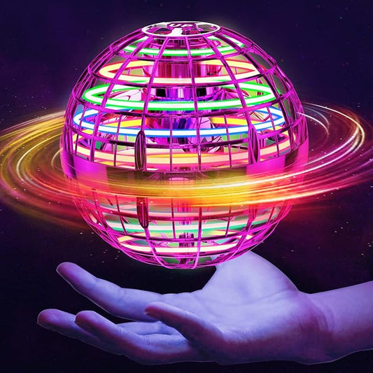Ivtivfu Flying Orb Ball (Pink, 2025 Upgraded) with Dazzling Lights, Magic Hover Spinner, Boomerang Drone, Floating Cosmic Globe, Kids Outdoor Toys for 6 7 8 9 10 Year Old Boys Girls